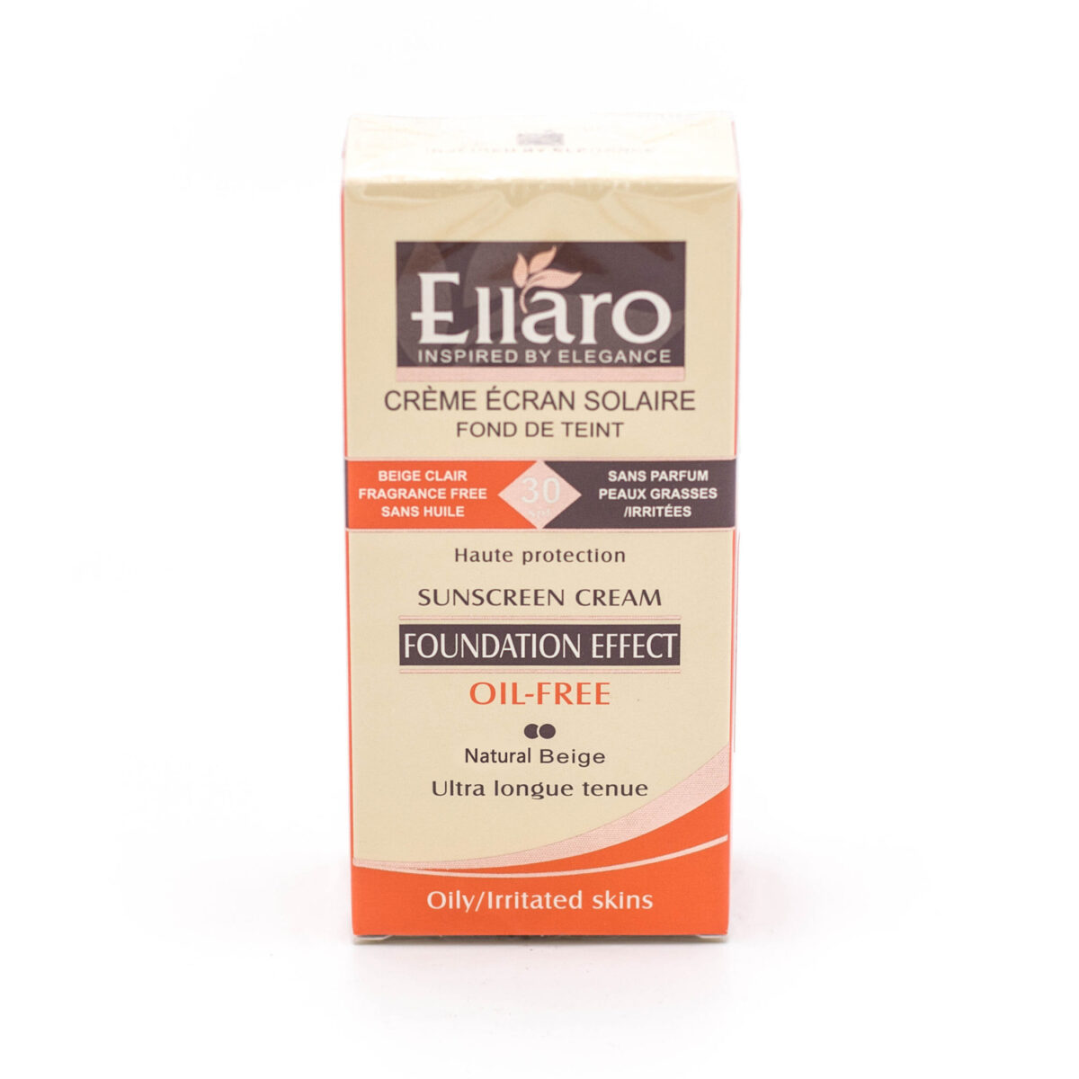کرم ضد آفتاب Ellaro الارو سری Foundation Effect با SPF 30 مناسب پوست چرب و جوش دار ۴۰ میلی لیتری