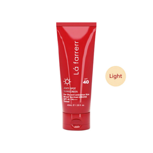 کرم ضد آفتاب و ضد لک رنگی مخصوص پوست های چرب و مستعد آکنه رنگ روشن لافارر SPF40 Lafarrerr