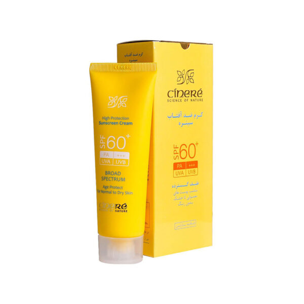 کرم ضد آفتاب بی رنگ +SPF60 مناسب پوست خشک سینره CINERE