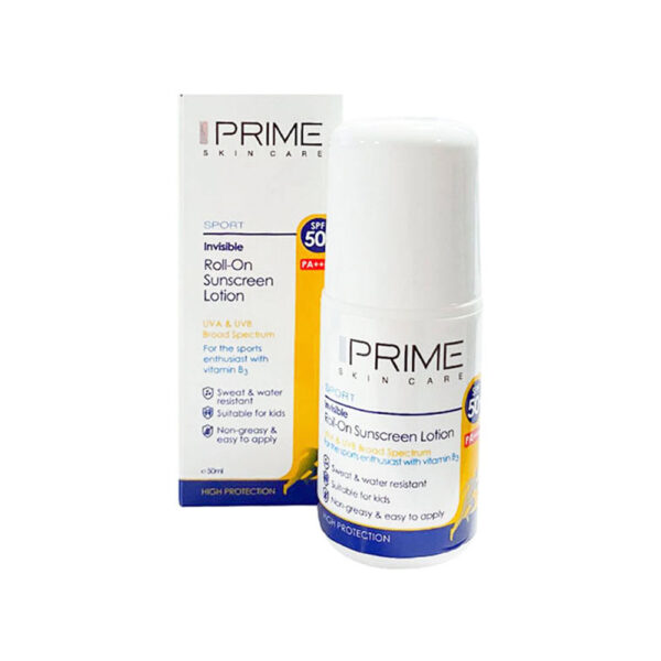 لوسیون رولی ضد آفتاب بی رنگ SPF50 پریم PRIME