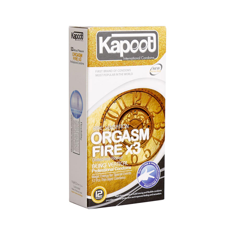 کاندوم ارگاسم آتشی 3 برابر کاپوت (بسته 12 عددی) Kapoot ORGASM FIRE X3