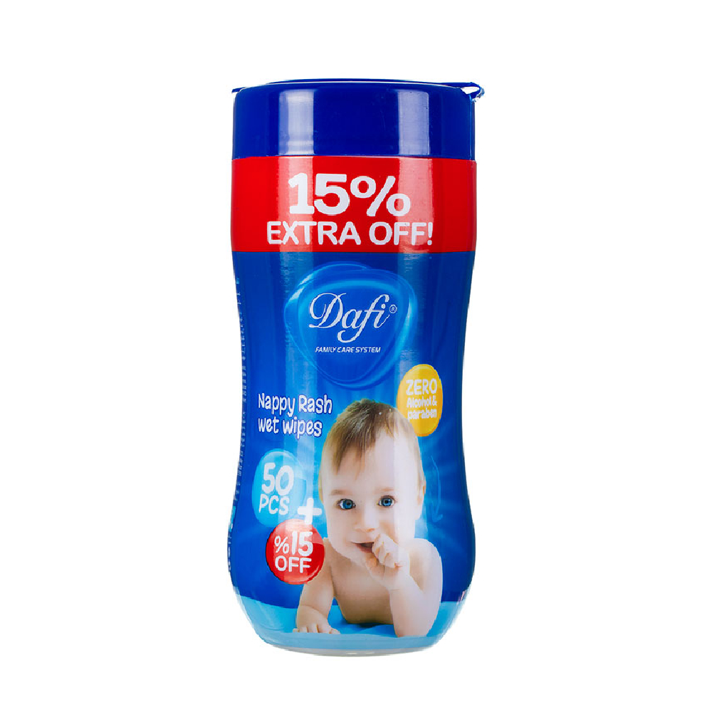 دستمال مرطوب پاک کننده کودک دافی 50 عددی DAFI